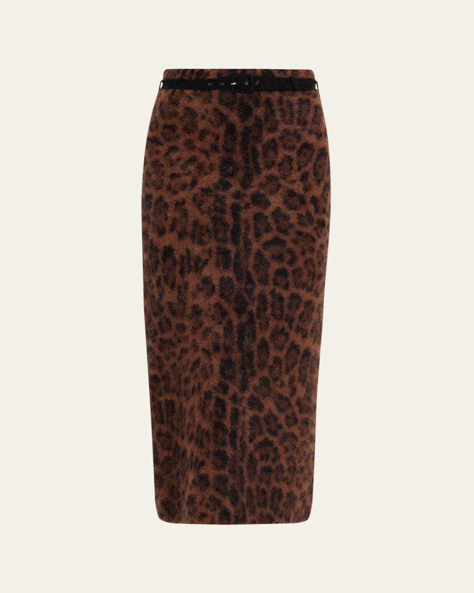 Levi Belted Brushed Cashmere Midi Skirt